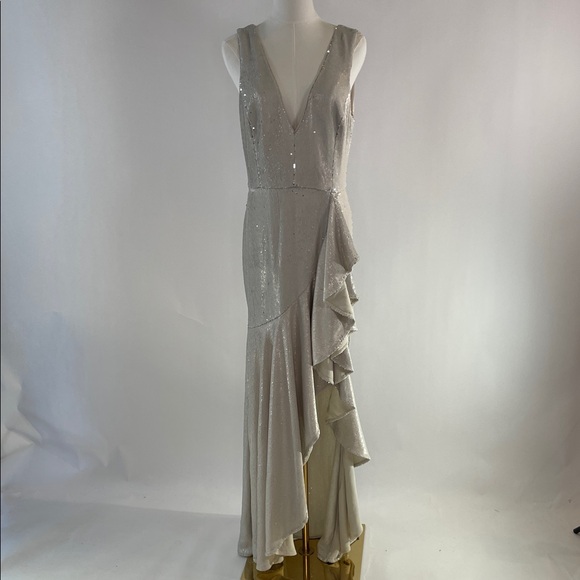 Badgley Mischka Ruffled Sequin Gown, 10 - Picture 10 of 16